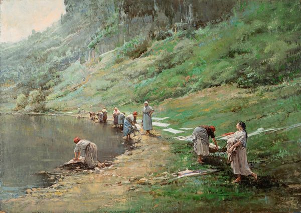 PAOLO SALA : Lavandaie al Lago di Mergozzo  - Asta Arte Figurativa tra XIX e XX Secolo - Associazione Nazionale - Case d'Asta italiane