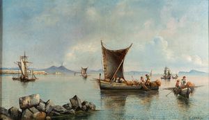 Consalvo Carelli - Pescatori nel golfo di Napoli