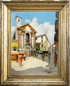 Antonio Moretti : Milano, Chiesa presso Via Tre Alberghi  - Asta Arte Figurativa tra XIX e XX Secolo - Associazione Nazionale - Case d'Asta italiane