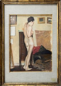 Antonio Moretti : Nudo di Letizia nella casa di Sanremo  - Asta Arte Figurativa tra XIX e XX Secolo - Associazione Nazionale - Case d'Asta italiane
