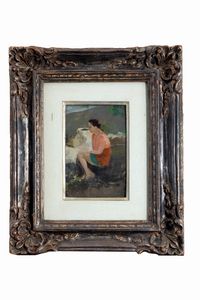 Antonio Moretti : Letizia seduta  - Asta Arte Figurativa tra XIX e XX Secolo - Associazione Nazionale - Case d'Asta italiane