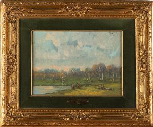 Lorenzo Gignous : La chiesetta; Verso il lago  - Asta Arte Figurativa tra XIX e XX Secolo - Associazione Nazionale - Case d'Asta italiane