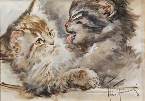 Aldo Raimondi : Cani e gatti  - Asta Arte Figurativa tra XIX e XX Secolo - Associazione Nazionale - Case d'Asta italiane