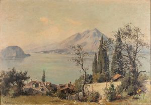 Giannino Grossi : Lago di Como da Fiumelatte  - Asta Arte Figurativa tra XIX e XX Secolo - Associazione Nazionale - Case d'Asta italiane