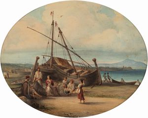 Scuola italiana del XIX secolo - La famiglia del pescatore