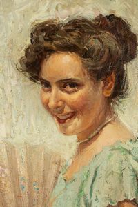 Alberto Amorico : Ragazza con ventaglio  - Asta Arte Figurativa tra XIX e XX Secolo - Associazione Nazionale - Case d'Asta italiane