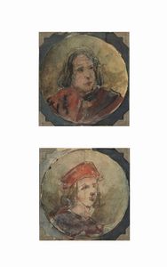 Attribuito a Ermenegildo Agazzi (Mapello 1866-Bergamo 1945) - Lorenzo il Magnifico e Raffaello