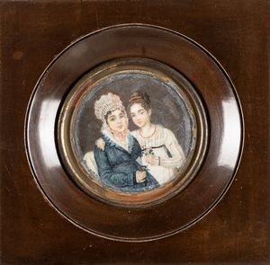 Scuola inglese, secolo XIX -  Ritratto di due giovani gentildonne