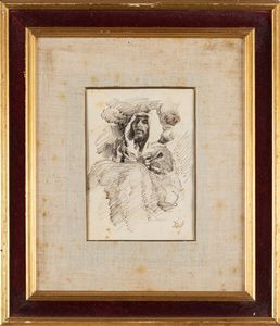 Seguace di Domenico Morelli, secolo XIX : Studi di figure, da invenzioni di Domenico Morelli  - Asta Arte Figurativa tra XIX e XX Secolo - Associazione Nazionale - Case d'Asta italiane