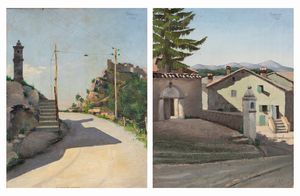 Alberto Negroni - La strada della villa a Sestola;  Montombraro, il cortile