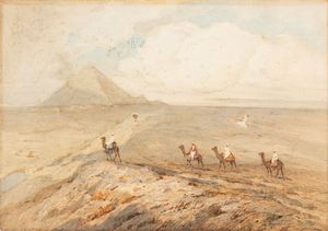 Filippo Carcano - Panorama egiziano, la Piramide e la Sfinge