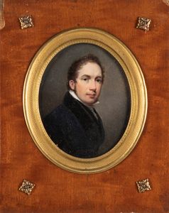 Scuola inglese, secolo XIX -  Ritratto di gentiluomo inglese a tre quarti