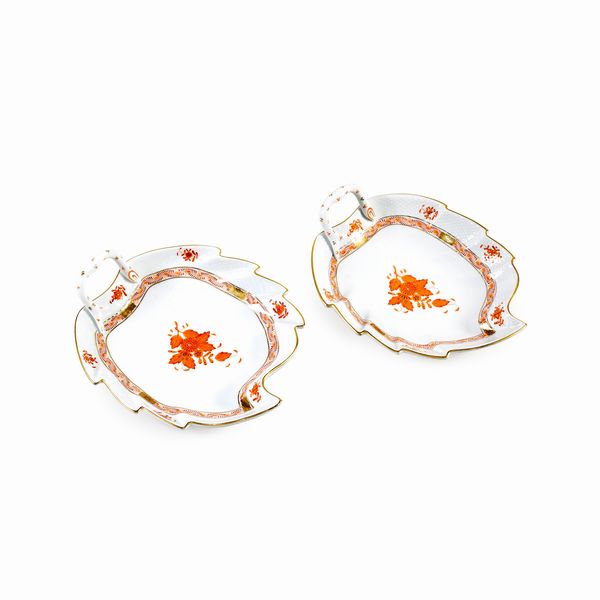 Herend, coppia di foglie in porcellana  - Asta Argenti e l'Arte della Tavola - Associazione Nazionale - Case d'Asta italiane