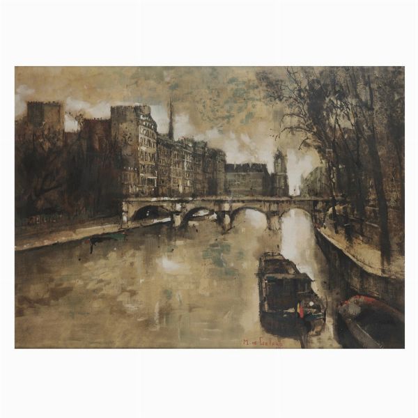 MICHEL DE GALLARD : Lungo la Senna  - Asta Dipinti e Sculture - Associazione Nazionale - Case d'Asta italiane