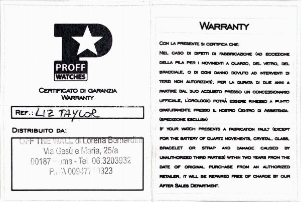 PROFF BY PAOLO VERMIGLI LIZ TAYLOR EDIZIONE LIMITATA N. 01/48  - Asta Orologi - Associazione Nazionale - Case d'Asta italiane