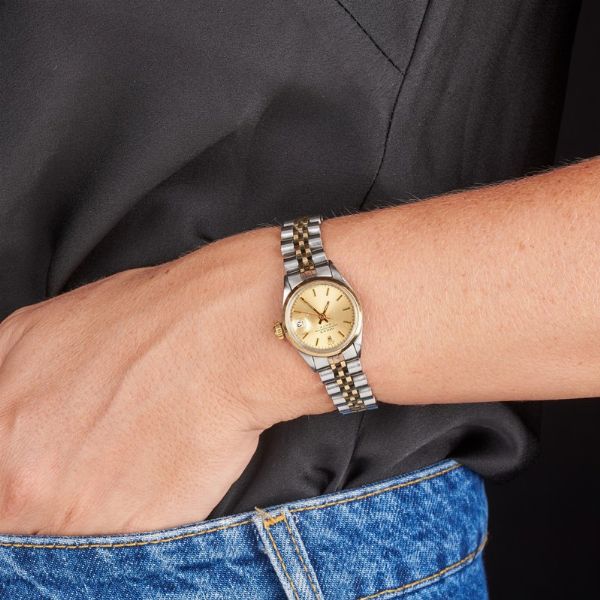 ROLEX : ROLEX DATE LADY ACCIAIO E ORO REF. 6516 N. 28755XX ANNO 1971  - Asta Orologi - Associazione Nazionale - Case d'Asta italiane