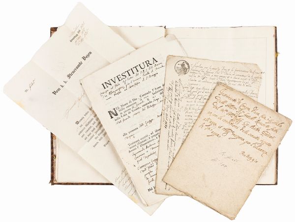 Compra delli S.ri Pietro e Giuseppe fratelli Altemburger mercanti di Tabachi in Trento con cessioni e accolli fatteli dali Ill.mi S.ri  Roveretti de Fraiberg, e con sigurtà e solennità.  - Asta Libri, Autografi e Stampe - Associazione Nazionale - Case d'Asta italiane