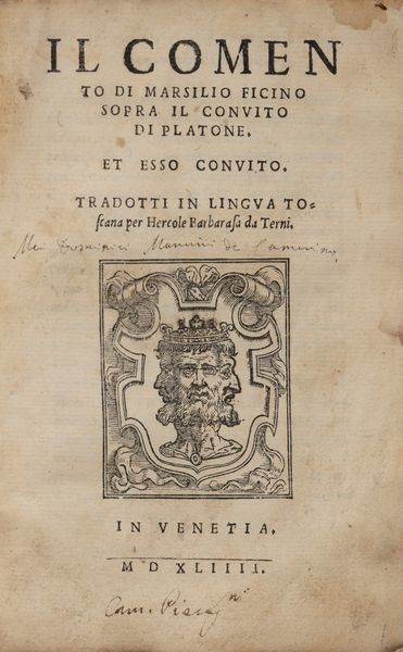 Ficino, Marsilio : Il Comento [...] sopra il Convito di Platone  - Asta Libri, Autografi e Stampe - Associazione Nazionale - Case d'Asta italiane