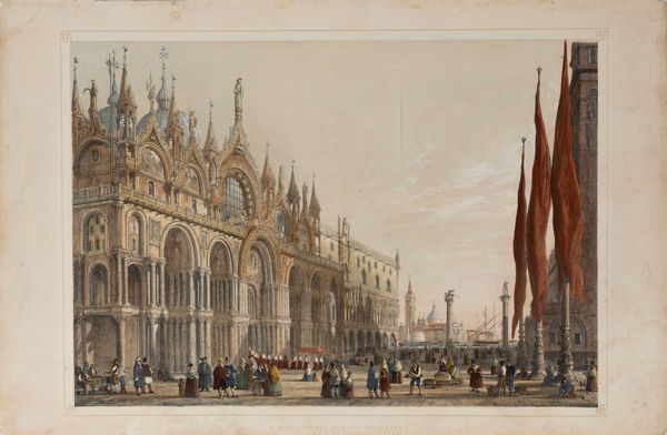 Joseph Nash : St Mark's church and the piazzetta - the Giants Stairs  - Asta Libri, Autografi e Stampe - Associazione Nazionale - Case d'Asta italiane