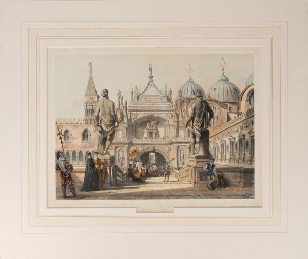 Joseph Nash : St Mark's church and the piazzetta - the Giants Stairs  - Asta Libri, Autografi e Stampe - Associazione Nazionale - Case d'Asta italiane