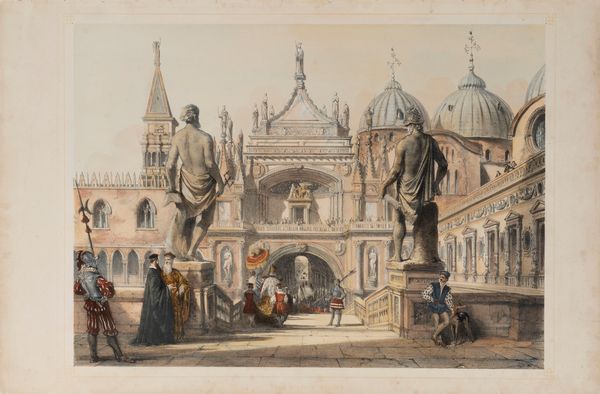 Joseph Nash : St Mark's church and the piazzetta - the Giants Stairs  - Asta Libri, Autografi e Stampe - Associazione Nazionale - Case d'Asta italiane