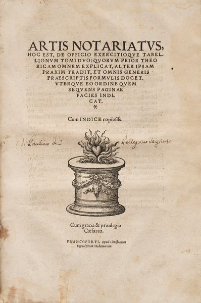 Artis Notariatus, hoc est, de officio exercitioque tabellionum tomi duo [...]  - Asta Libri, Autografi e Stampe - Associazione Nazionale - Case d'Asta italiane