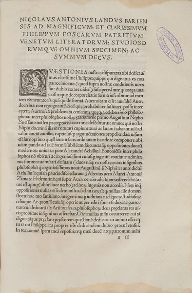 Nifo, Agostino, : Parva Naturalia - Commentationes in librum De substantia orbis - Quaestio de forma corporeitatis  - Asta Libri, Autografi e Stampe - Associazione Nazionale - Case d'Asta italiane