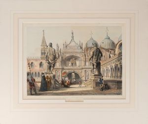 Joseph Nash : St Mark's church and the piazzetta - the Giants Stairs  - Asta Libri, Autografi e Stampe - Associazione Nazionale - Case d'Asta italiane