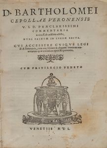 BARTOLOMEO CIPOLLA - Commentaria in tit.ff.de aedilitio edicto nunc primum in lucem edita