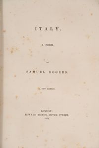 Samuel Rogers - Italy, a Poem. A new edition