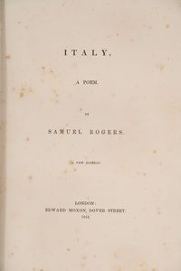 Samuel Rogers - Italy, a Poem. A new edition