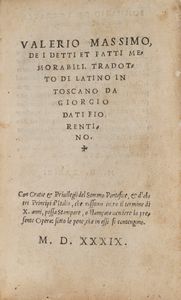Valerio Massimo - De i detti et fatti memorabili