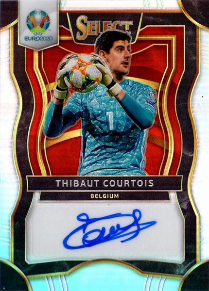 Thibaut  Courtois : Belgio - Panini Select UEFA Silver Prizm  - Asta Pop Culture / Memorabilia e Card - Associazione Nazionale - Case d'Asta italiane