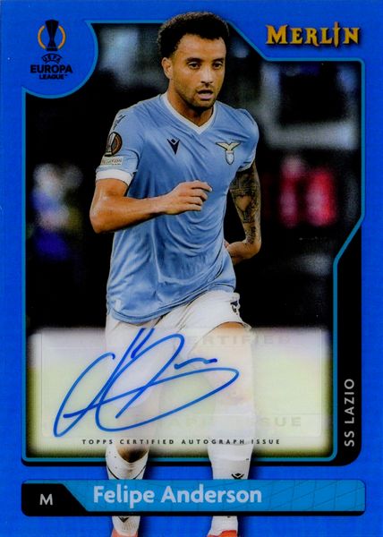 Felipe  Anderson : Lazio - Topps UEFA Merlin Blue 37/75  - Asta Pop Culture / Memorabilia e Card - Associazione Nazionale - Case d'Asta italiane