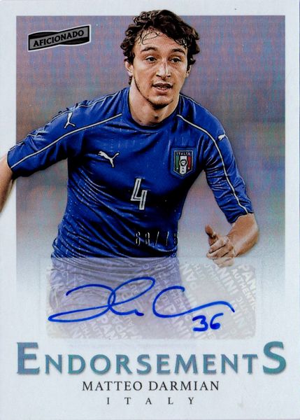 Matteo  Darmian : Panini Aficionado Endorsements 68/75  - Asta Pop Culture / Memorabilia e Card - Associazione Nazionale - Case d'Asta italiane