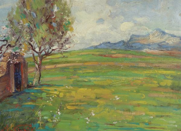 Giubilei Silla Paesaggio di campagna  - Asta Antiquariato e dipinti - Associazione Nazionale - Case d'Asta italiane