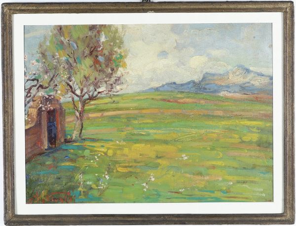 Giubilei Silla Paesaggio di campagna  - Asta Antiquariato e dipinti - Associazione Nazionale - Case d'Asta italiane