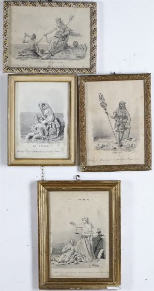 Pintore E. : 4 disegni su carta  - Asta Antiquariato e dipinti - Associazione Nazionale - Case d'Asta italiane