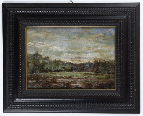 Pittore del XIX-XX secolo Paesaggio di campagna  - Asta Antiquariato e dipinti - Associazione Nazionale - Case d'Asta italiane