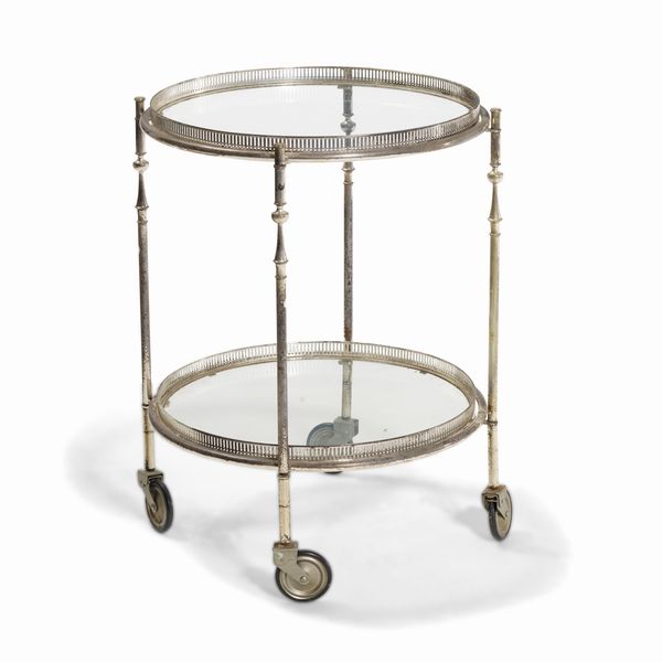 Carrellino porta bottiglie in vetro e metallo  - Asta Antiquariato e dipinti - Associazione Nazionale - Case d'Asta italiane