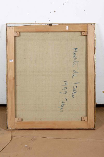 Dipinto firmato Spagna (?) XX secolo La muerte de Icaro, 1959  - Asta Antiquariato e dipinti - Associazione Nazionale - Case d'Asta italiane