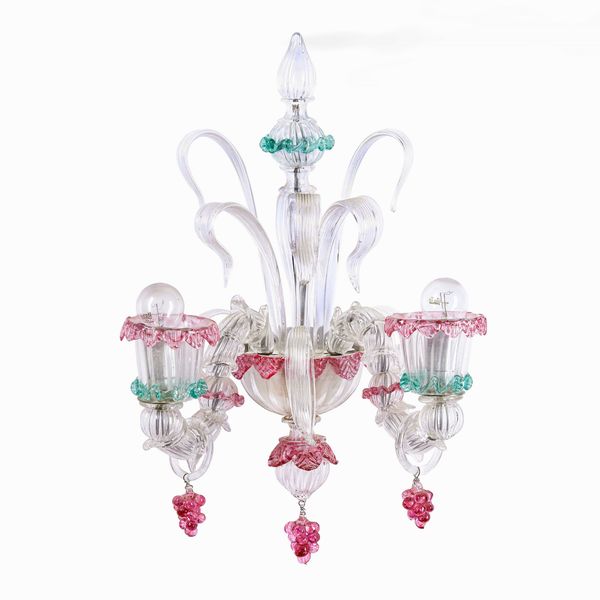 Nove appliques a due luci in vetro di Murano. XX secolo  - Asta Antiquariato e dipinti - Associazione Nazionale - Case d'Asta italiane