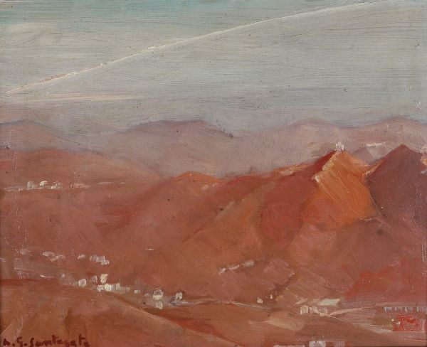 Antonio Giuseppe Santagata : Tramonti in Val Polcevera  - Asta Antiquariato e dipinti - Associazione Nazionale - Case d'Asta italiane