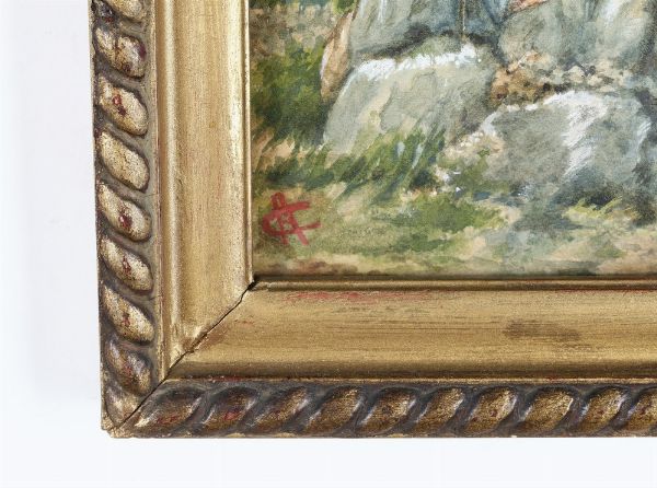 Angelo Costa : Veduta di borgo  - Asta Antiquariato e dipinti - Associazione Nazionale - Case d'Asta italiane