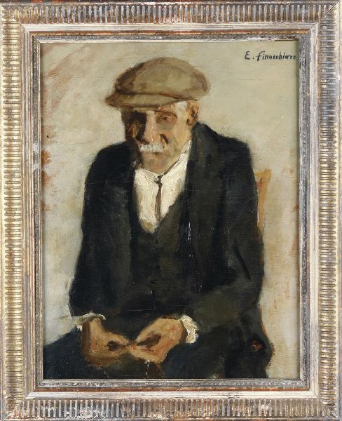 Enzo Finocchiaro : La preghiera del vecchio  - Asta Antiquariato e dipinti - Associazione Nazionale - Case d'Asta italiane