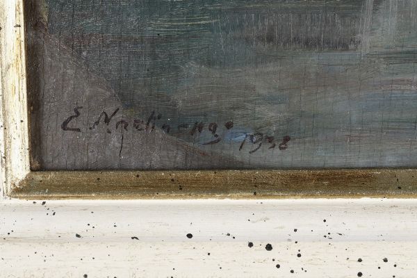 Emanuele Martinengo : Paesaggio costiero, 1938  - Asta Antiquariato e dipinti - Associazione Nazionale - Case d'Asta italiane