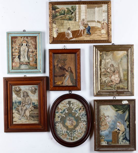 Lotto di tessuti ricamati a tema religioso. Varie epoche e manifatture  - Asta Antiquariato e dipinti - Associazione Nazionale - Case d'Asta italiane