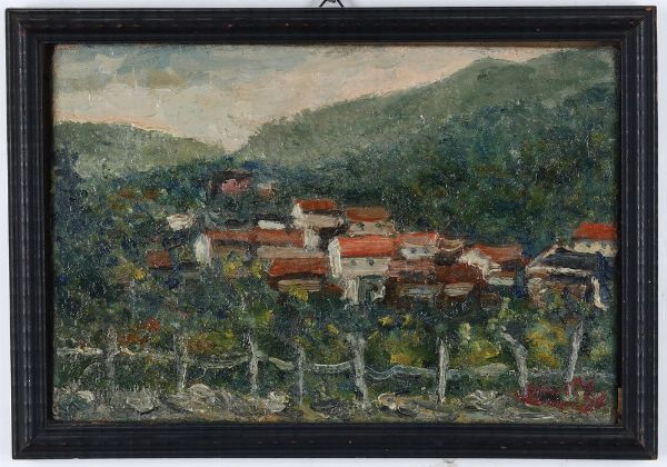 Angelo Maria Armao : Borgo sotto alla collina  - Asta Antiquariato e dipinti - Associazione Nazionale - Case d'Asta italiane