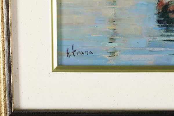 Ettore Frana : Rimorchiatori nel porto di Genova  - Asta Antiquariato e dipinti - Associazione Nazionale - Case d'Asta italiane