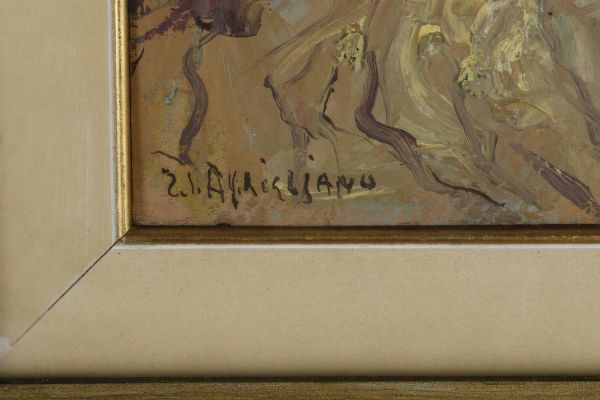 Ercole Salvatore Aprigliano : Sentiero con alberi  - Asta Antiquariato e dipinti - Associazione Nazionale - Case d'Asta italiane